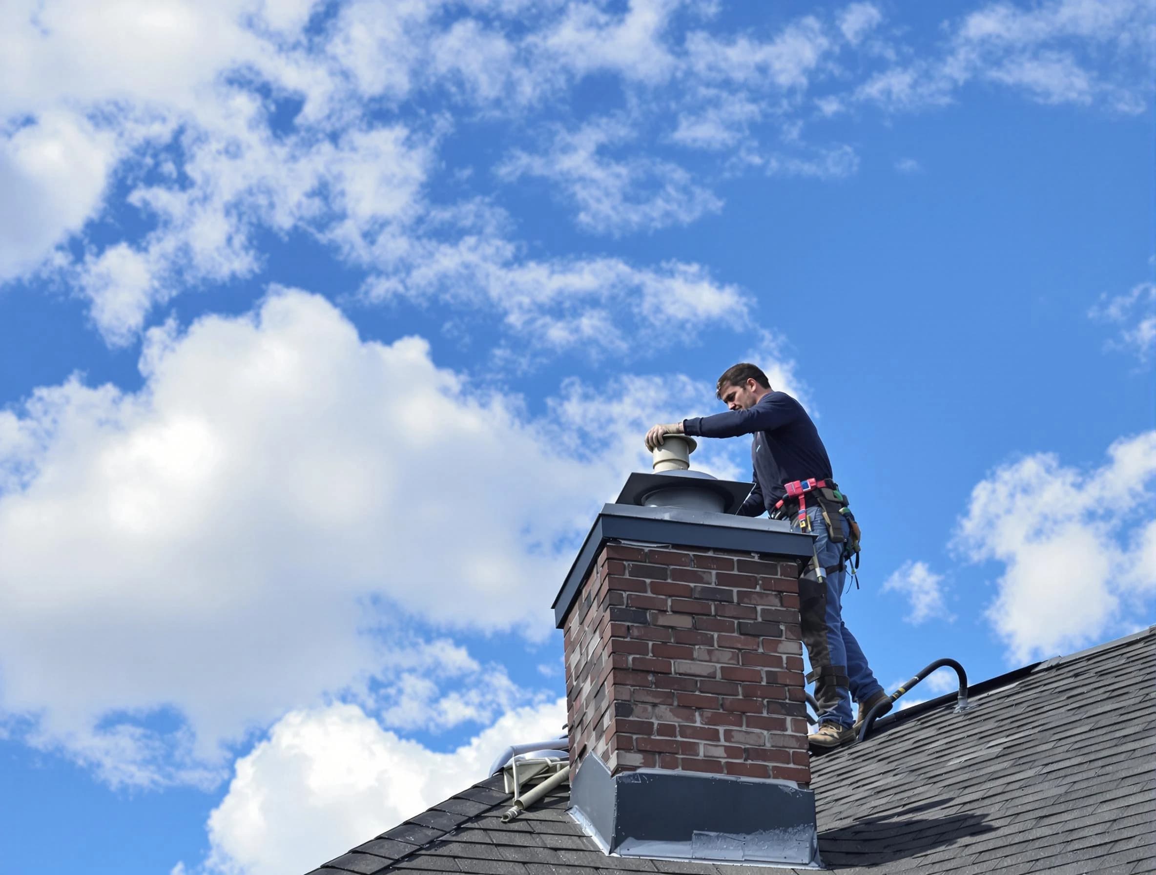 Summit Chimney Sweep installing a sturdy chimney cap in Summit, NJ