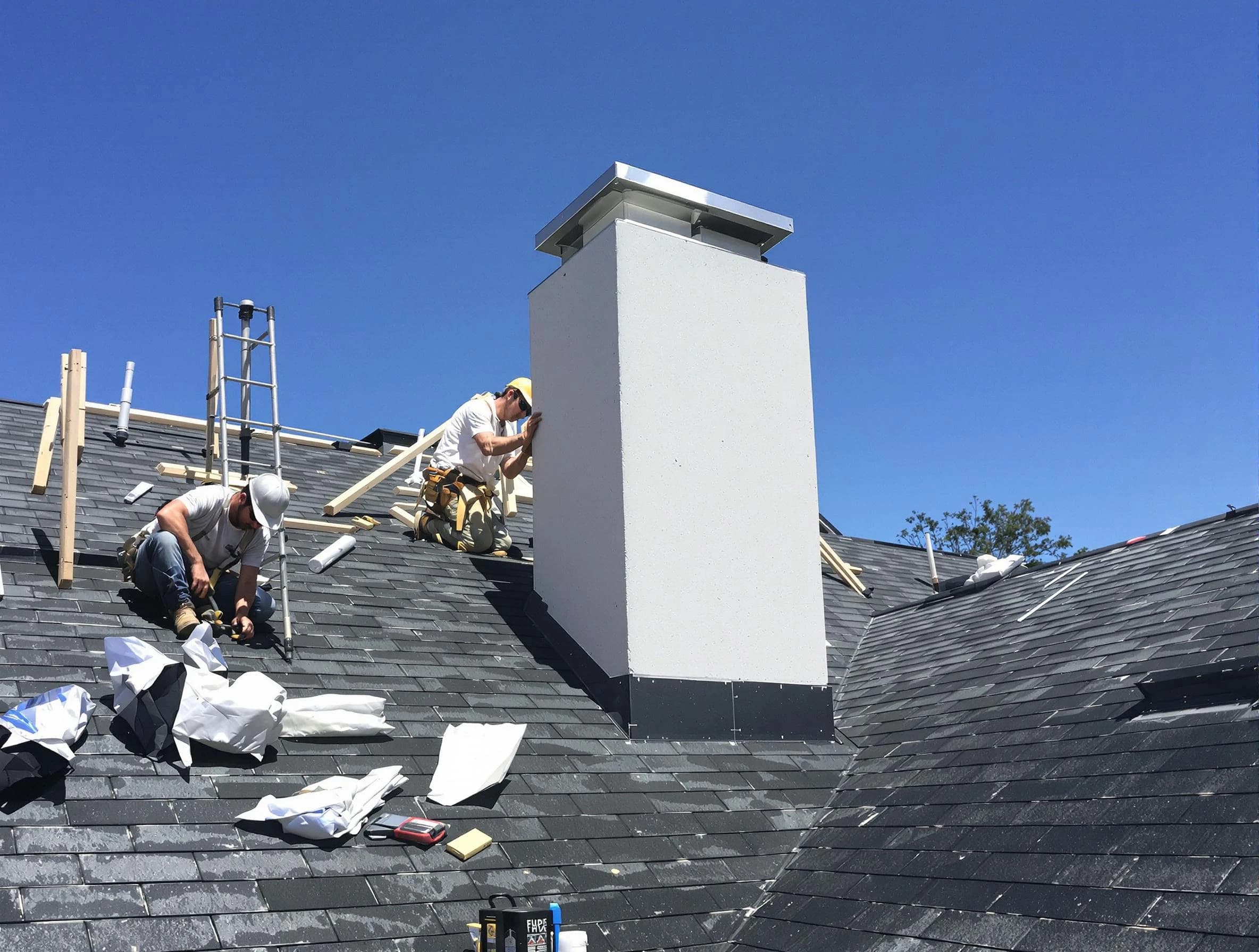 Summit Chimney Sweep crew installing a new chimney in Summit, NJ