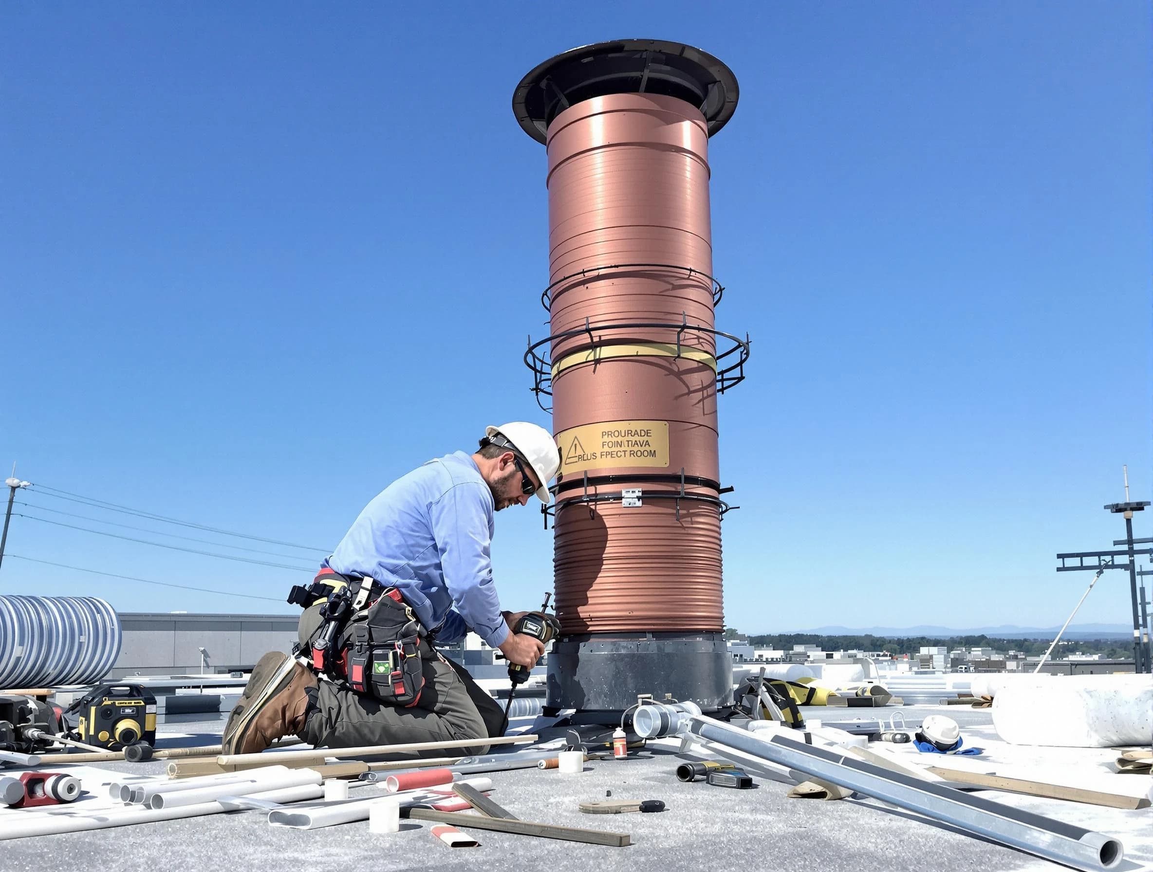 Installed chimney liner by Summit Chimney Sweep in Summit, NJ