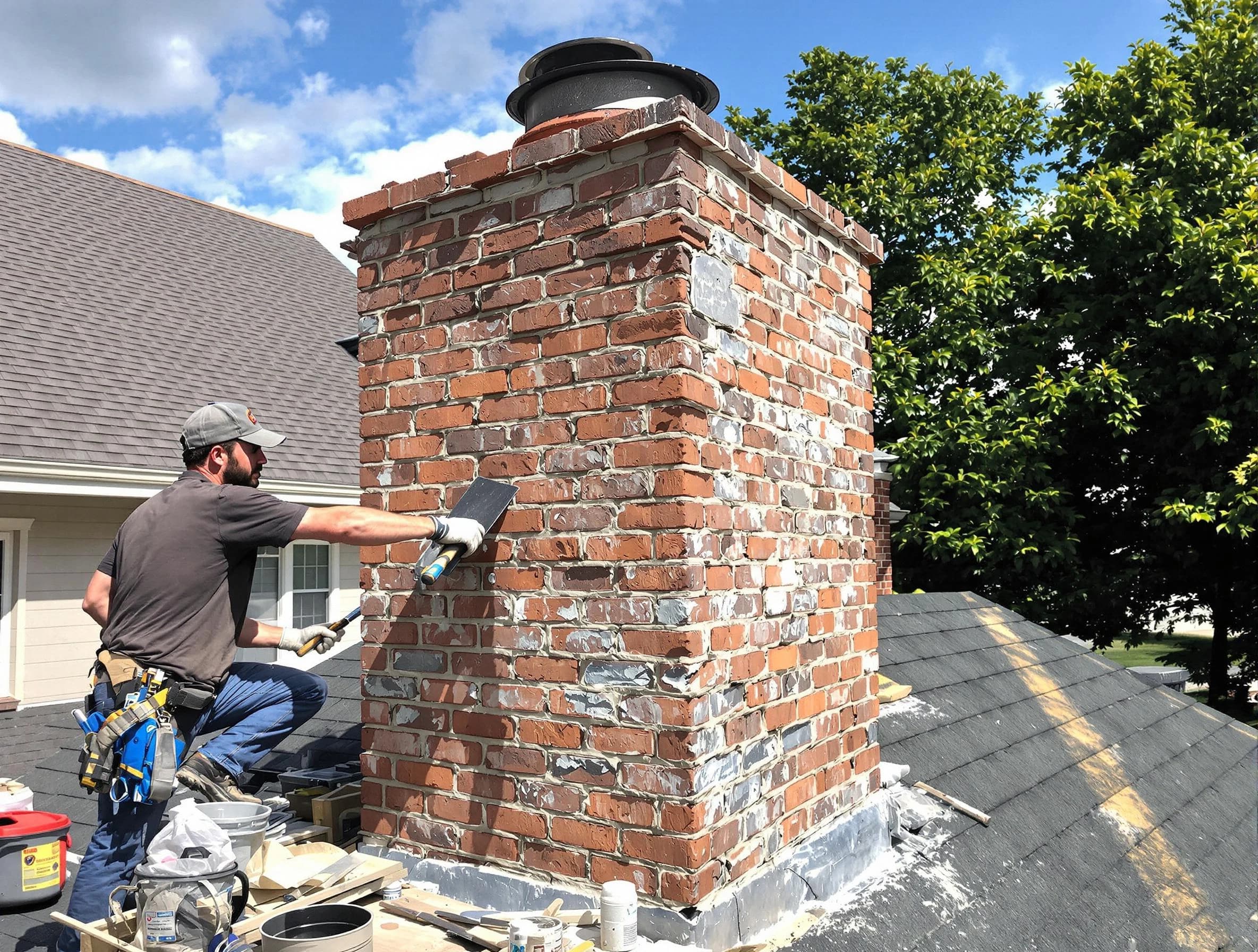 Completed chimney rebuild by Summit Chimney Sweep in Summit, NJ