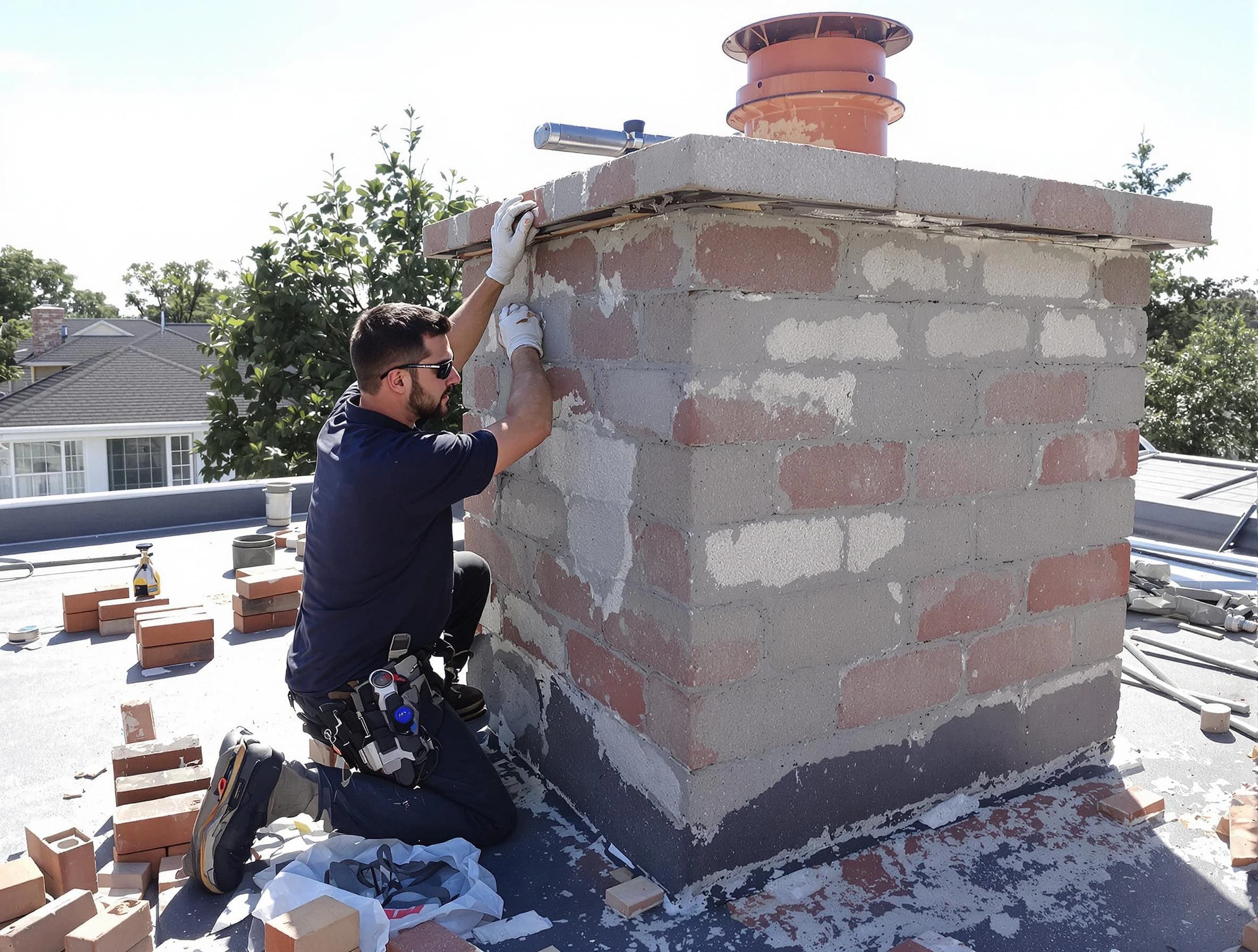 Advanced chimney repair process by Summit Chimney Sweep in Summit, NJ
