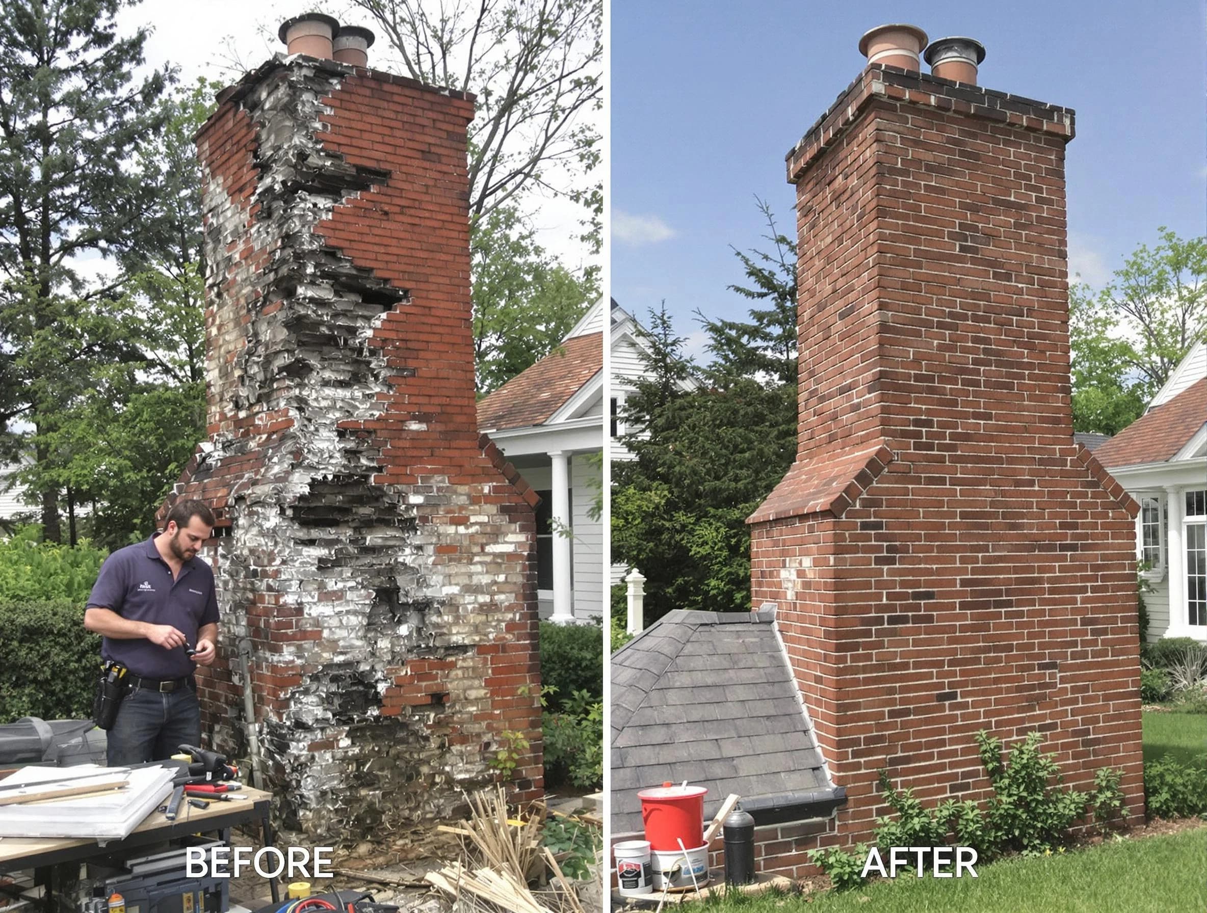 Summit Chimney Sweep performing a full chimney restoration in Summit, NJ