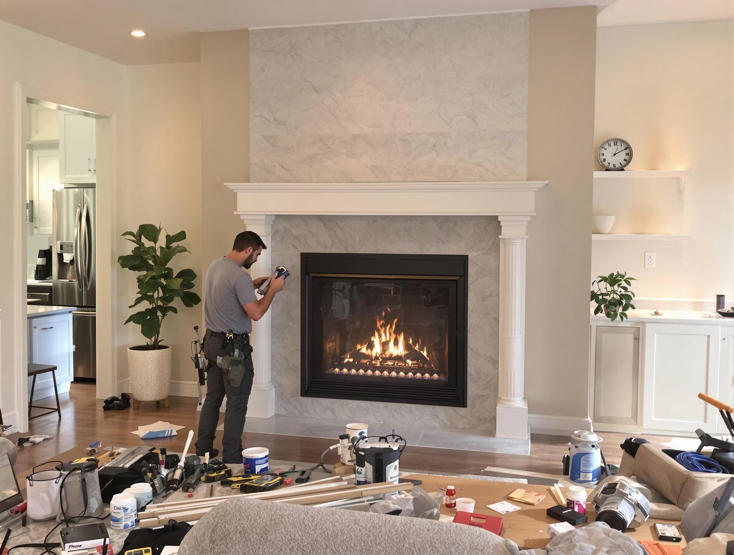 Newly installed fireplace by Summit Chimney Sweep in Summit, NJ