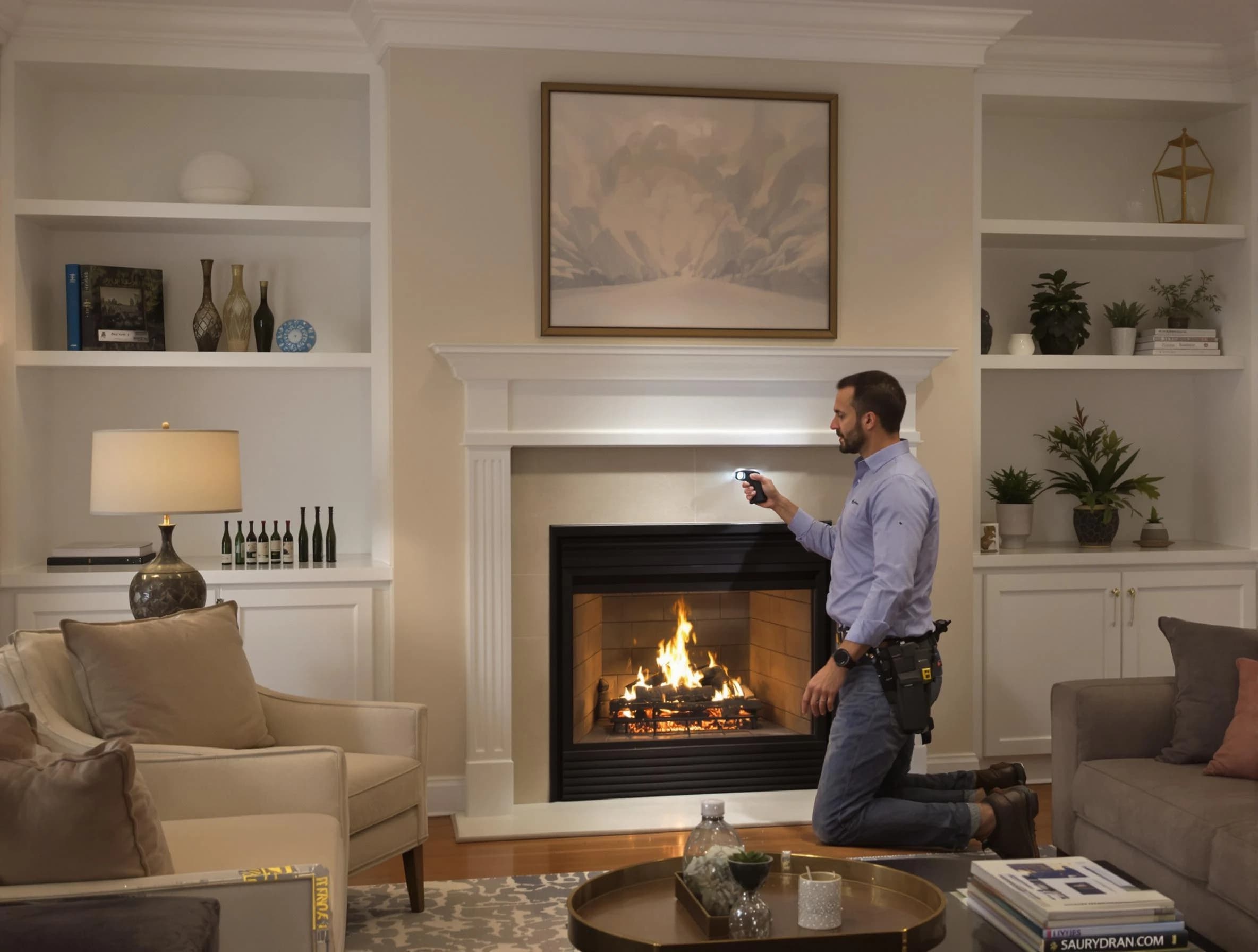 Summit Chimney Sweep conducting a fireplace safety inspection in Summit, NJ