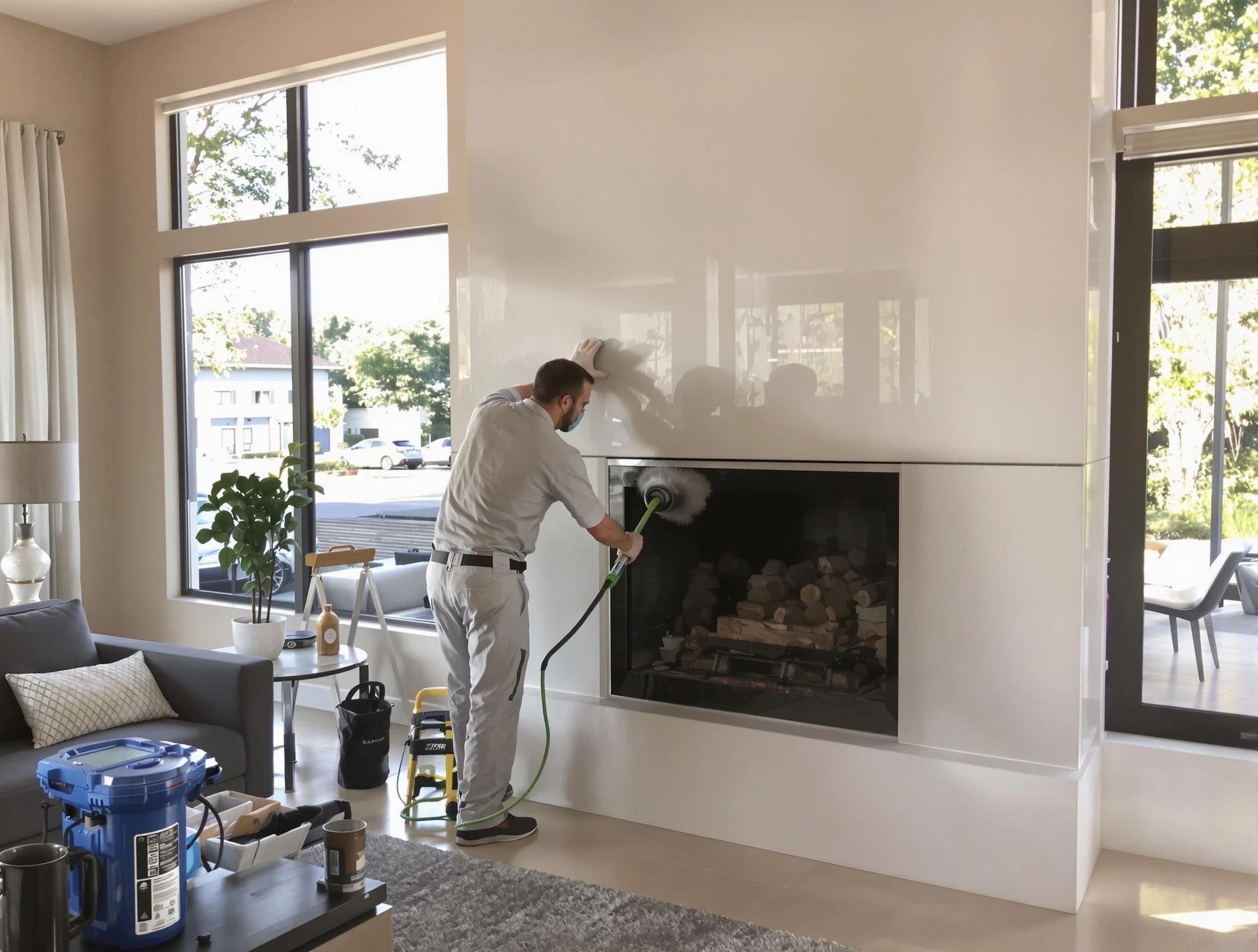 Summit Chimney Sweep performing thorough soot removal in Summit, NJ