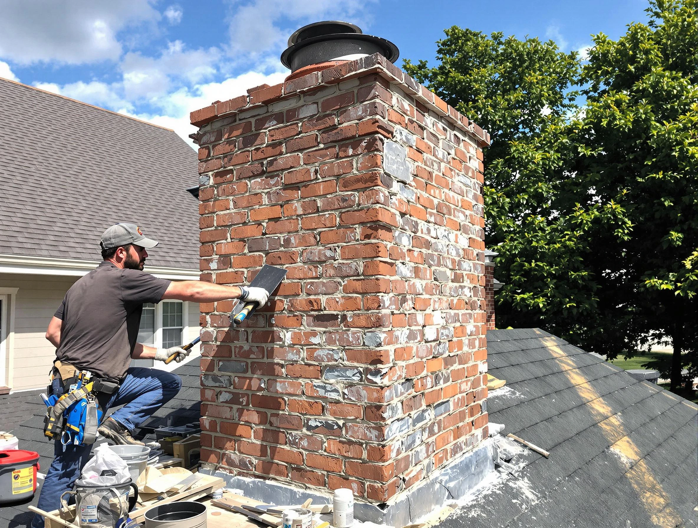 Completed chimney rebuild by Summit Chimney Sweep in Summit, NJ