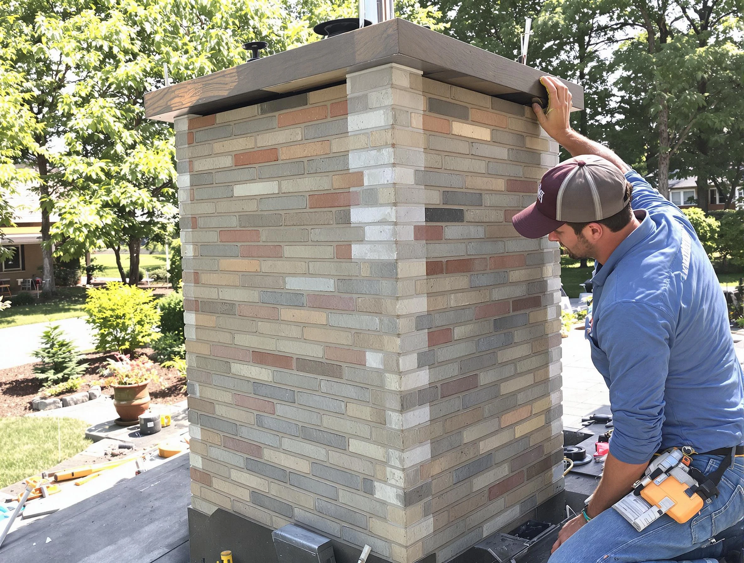 Summit Chimney Sweep completing a modern chimney remodel in Summit, NJ