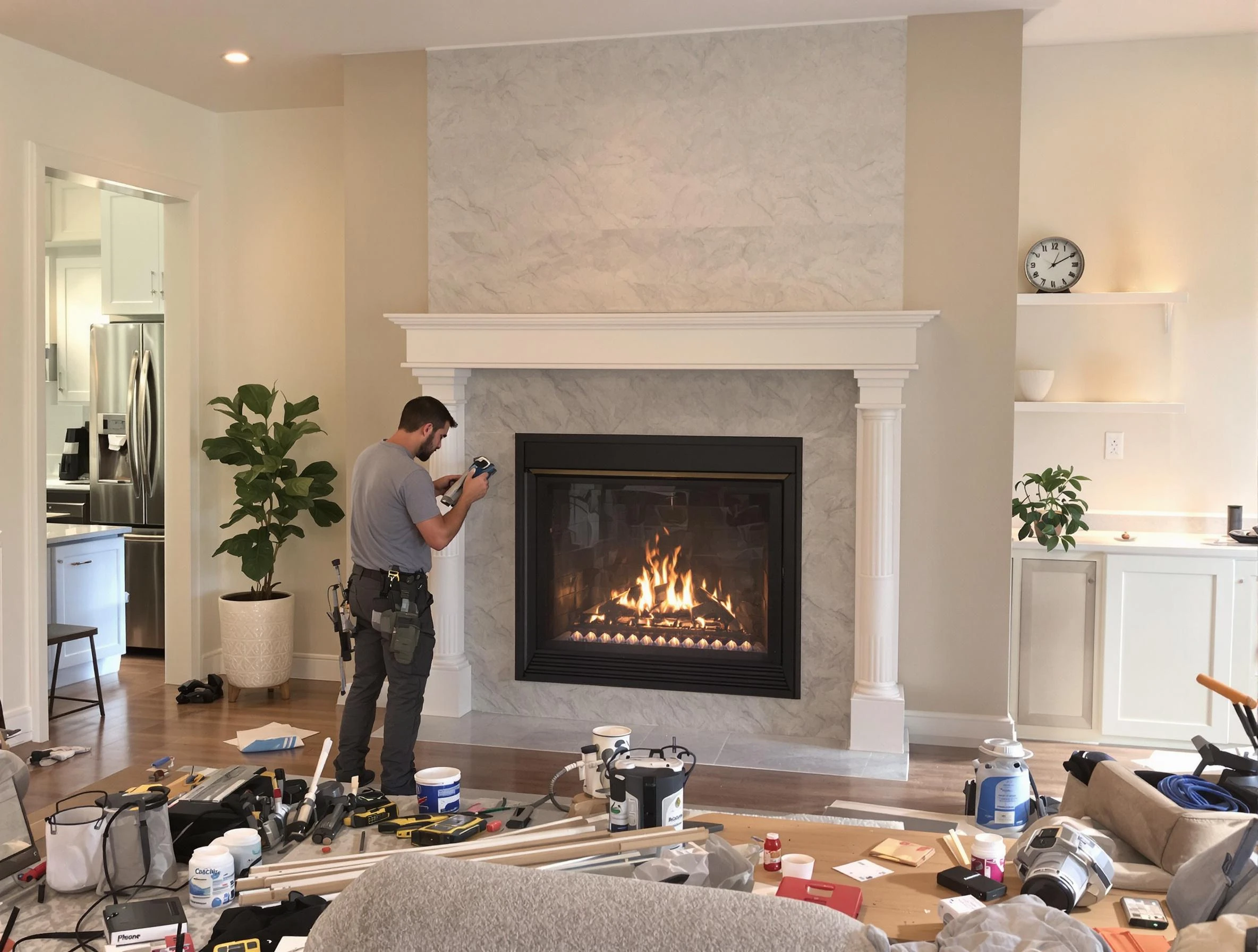 Newly installed fireplace by Summit Chimney Sweep in Summit, NJ