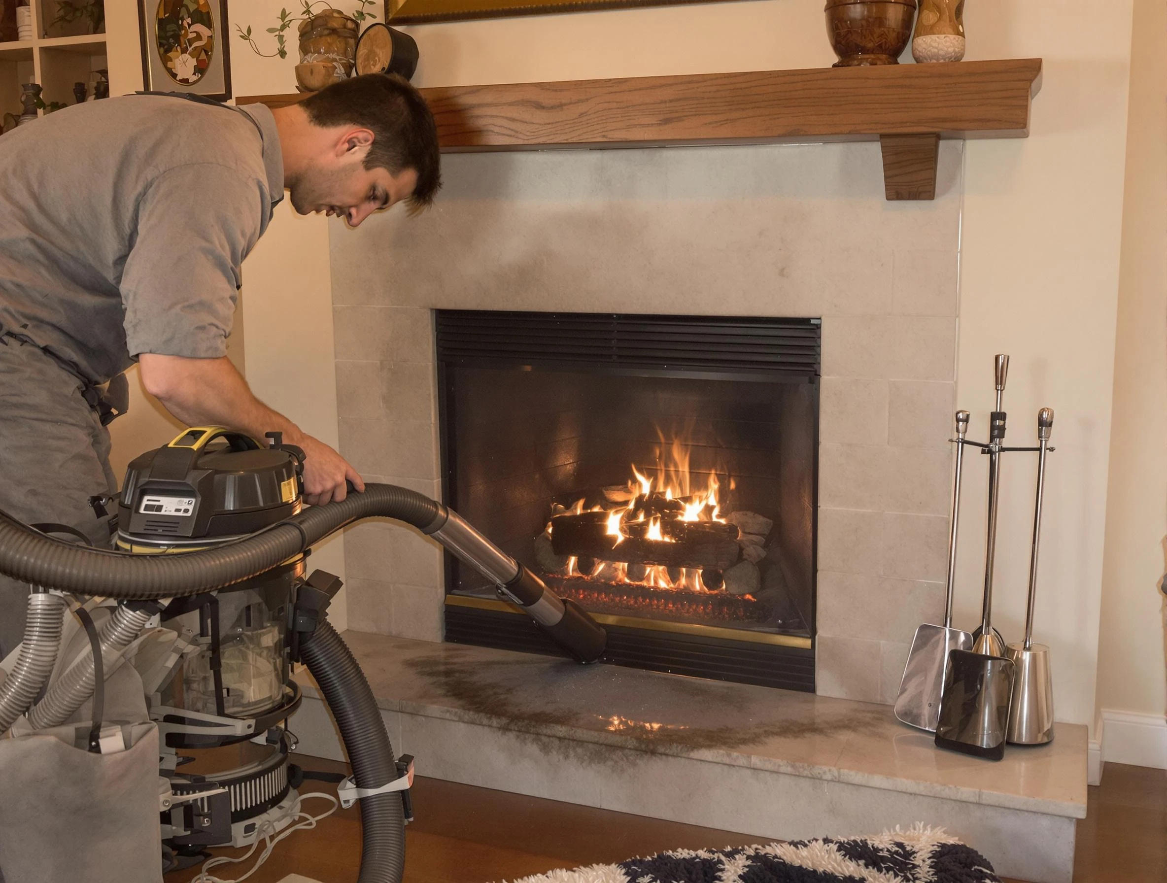 Routine fireplace upkeep by Summit Chimney Sweep in Summit, NJ